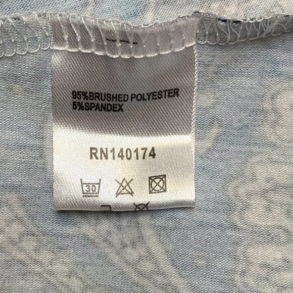 REBORN Dresss White and Blue Floral Plus Sz 1X Button Front Short Sleeve 188E - Picture 7 of 8